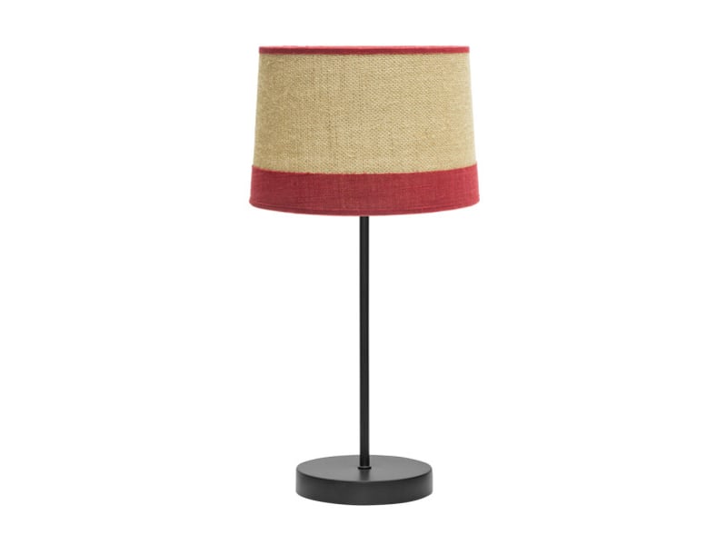  Fabrilamp tietar lampe à poser noire, écrue et rouge en toile de jute et lin, 1 x e14, 44 cm 186671007 - Conforama A