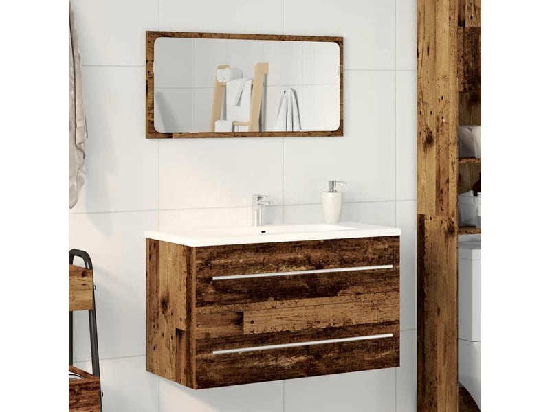  Meuble sous-vasque salle de bain en bois ancien 80x38.5x48cm bois d'ingénierie  - Conforama B