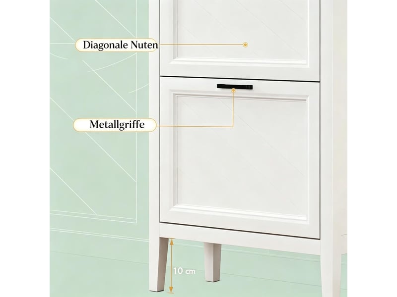  Armoire à chaussures 3 compartiments rabattables capacité 18 paires format étroit étagères réglables  - Conforama E