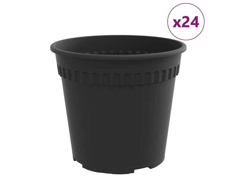 Jardinière - pot à fleurs rond 24 pcs noir ø 19 x 16,5 cm plastique - Conforama A
