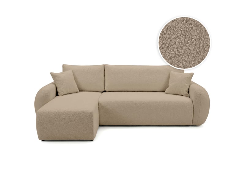  Alya - canapé d'angle convertible et réversible 3 places en bouclette  - Conforama A