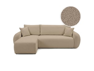 Canapé d'angle réversible convertible LOUNGITUDE ALYA 3 places Tissu bouclette Taupe