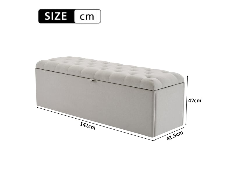  Banquette coffre modenvie capitonnée en lin gris clair 141 x 41,5 x 42 cm  - Conforama C