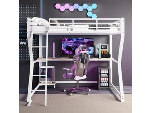 Lit mezzanine 90x200 cm <strong>ZOVIRA</strong> <strong></strong> coloris blanc