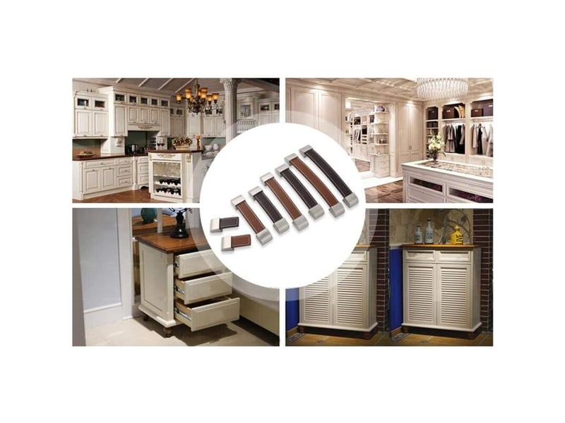 Lot de 8 poignées pour tiroir et armoire en métal‑cuir, accessoire de décoration de meuble - Conforama D