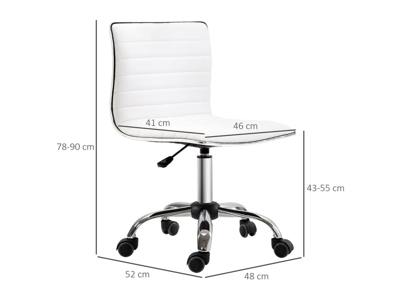  Fauteuil de salon réglable en hauteur avec dossier, pivotant, en métal et similicuir, 48 x 52 x 78-90 cm, blanc  - Conforama E