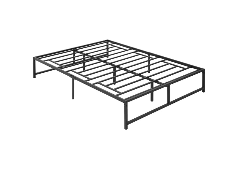  Cadre de lit double 135x190 en métal noir, structure stable avec espace de rangement sous le lit  - Conforama A