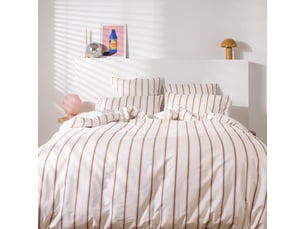 Parure de lit imprimée en percale de coton bio, taies carrées, la rayure bicolore