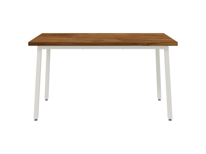  Table à manger moderne 140x80x75 cm bois d'acacia massif naturel et blanc shl61677  - Conforama D