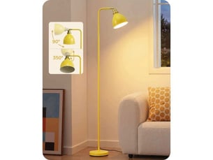 Lampe sur pied industrielle 155 cm tete orientable jaune metal e27 led 2700k