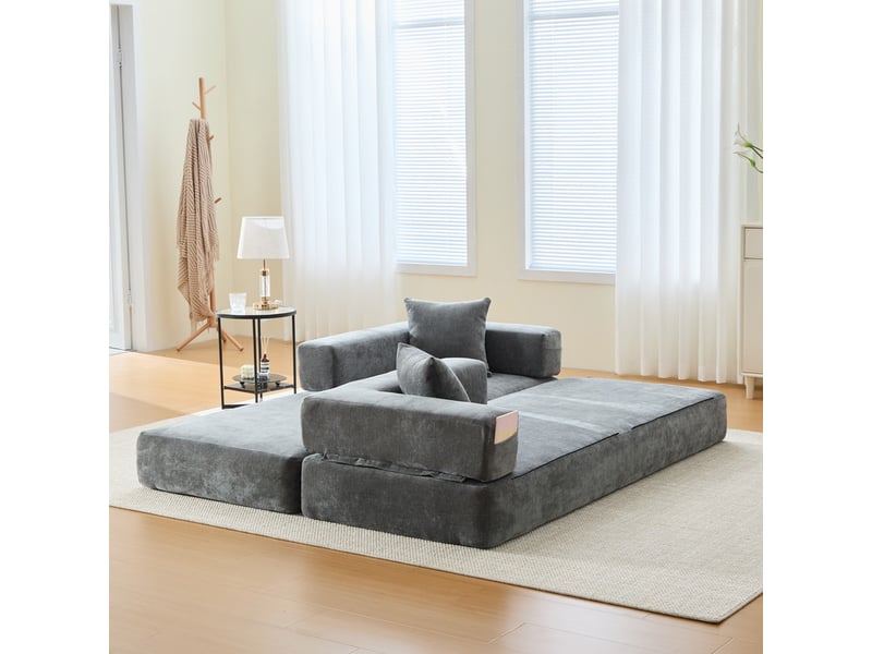  Canapé droit convertible ,2 places,pour salon, appartement et chambre d'amis,198x79x60cm,gris  - Conforama E