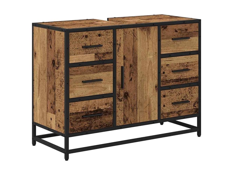 Ensemble de mobilier de salle de bain 3 pc bois ancien cf64264 - Conforama E