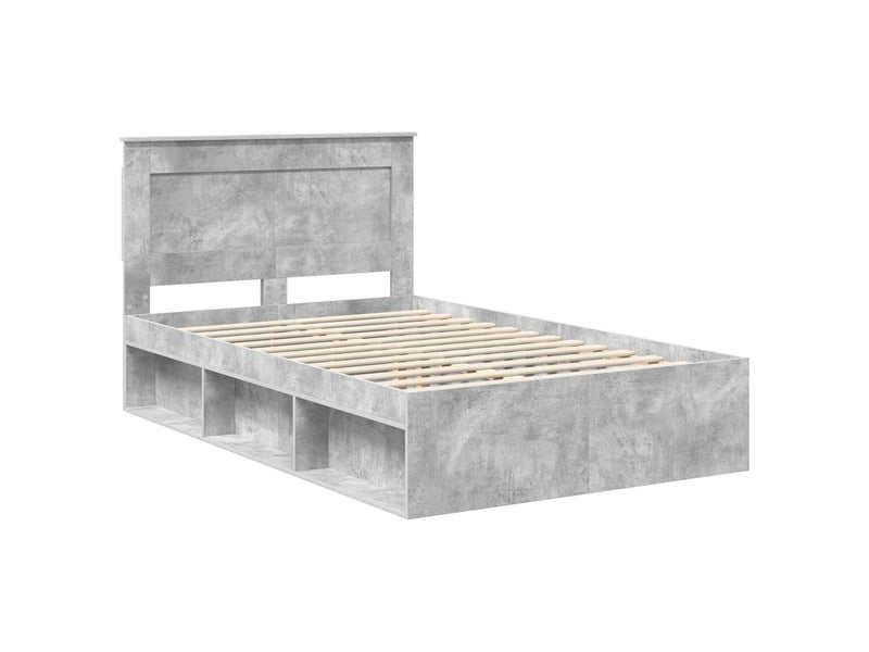 Lit double- lit adulte - cadre de lit avec tête de lit béton 120 x 200 cm pin massif - Conforama C