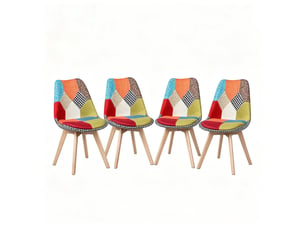 Lot de 4 chaises de salle à manger,56x47x81,5 cm,lin,multicolore