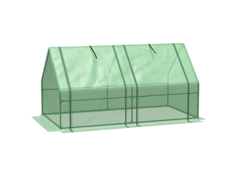  Serre de jardin verte 180 x 90 x 90 cm en acier avec film pe 140 gm², fenêtres enroulables à fermeture éclair  - Conforama A