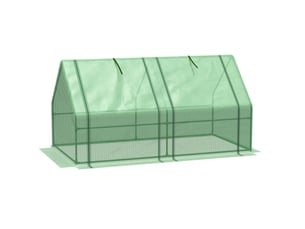Serre de jardin verte 180 x 90 x 90 cm en acier avec film pe 140 gm², fenêtres enroulables à fermeture éclair