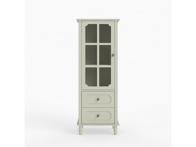  Buffet blanc crème avec porte vitrée et 2 tiroirs, format haut et étroit, 50 x 40 x 130 cm  - Conforama A