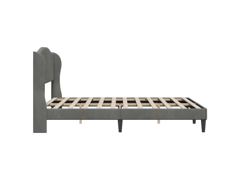  Lit double- lit adulte -  cadre de lit avec tête de lit gris foncé 140 x 190 cm velours  - Conforama D