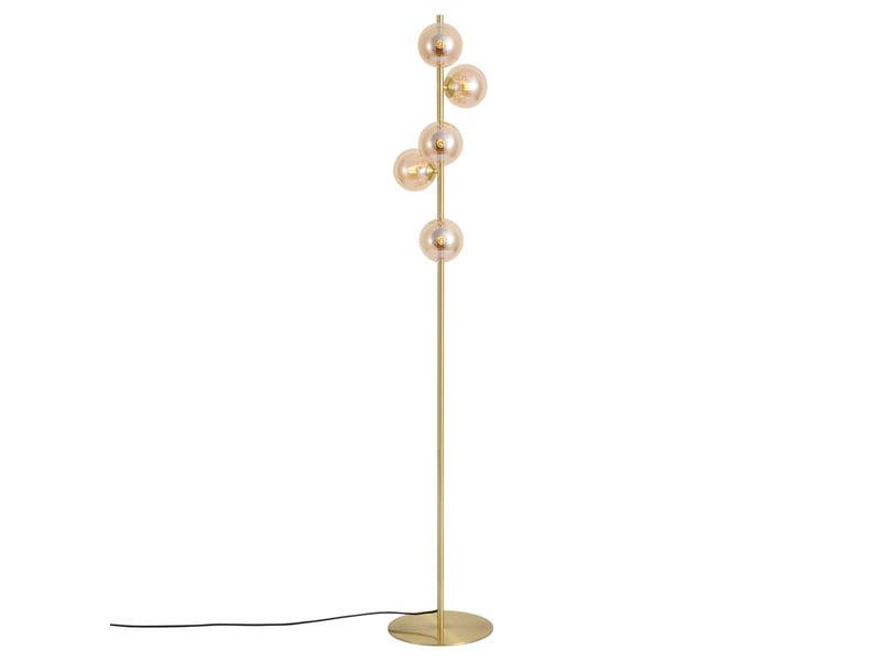  Art deco vloerlamp messing met amber glas 5-lichts - ryan  - Conforama A