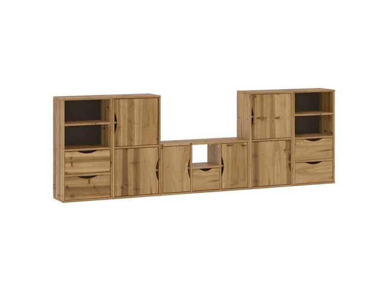  Meubles tv 5 pcs modulaires avec rangement 79 x 24 x 40 cm en bois de pin massif miel 02_0055990  - Conforama A