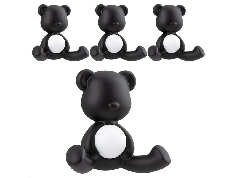 Patère murale porte manteau, 4 crochet mural double moderne petit ours, manteau pour entrée chambre salle de bain, noir - Conforama A