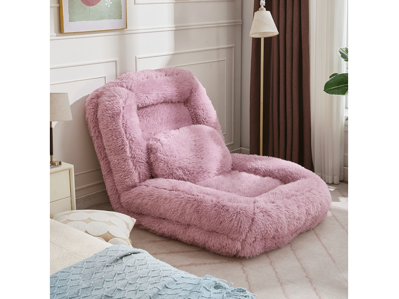  Fauteuil de sol convertible modenvie réglable 5 positions 89 x 102 cm rose  - Conforama E
