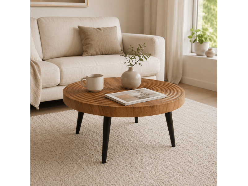  Table basse 60x60x37 cm, décor noyer, table basse salon, usage quotidien, pour salon, en mdf et métal, marron et noir  - Conforama E
