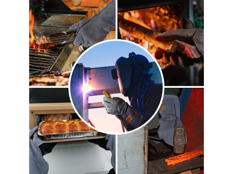 Gants de soudage en cuir pour barbecue, four, cheminée et tig – 40cm 16 pouces - Conforama C