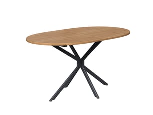 Table à manger ovale 120 x 80 x 75,5 cm, plateau mdf, pieds croisés stables, 4 à 6 places, naturel
