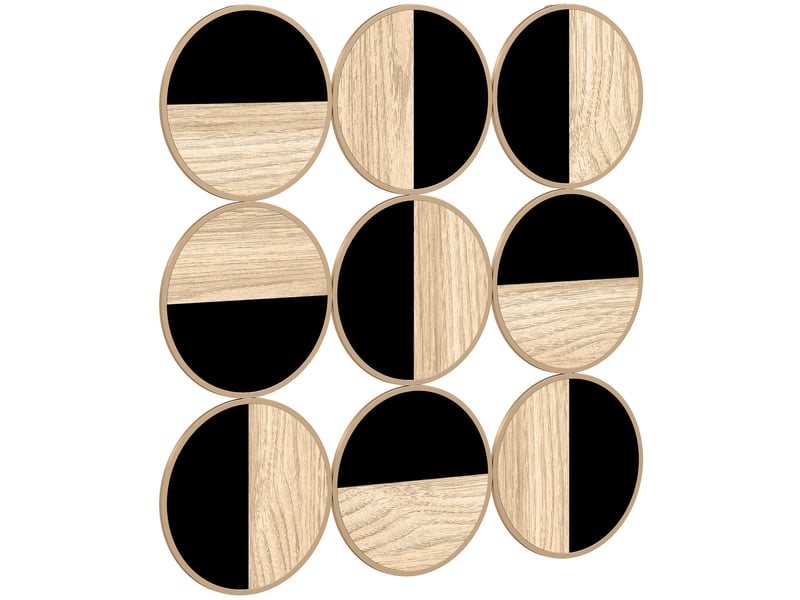  Décoration murale en métal, sculpture murale en métal, design unique à plusieurs disques, naturel et noir, 60 x 60 cm  - Conforama B