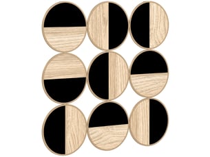 Décoration murale en métal, sculpture murale en métal, design unique à plusieurs disques, naturel et noir, 60 x 60 cm