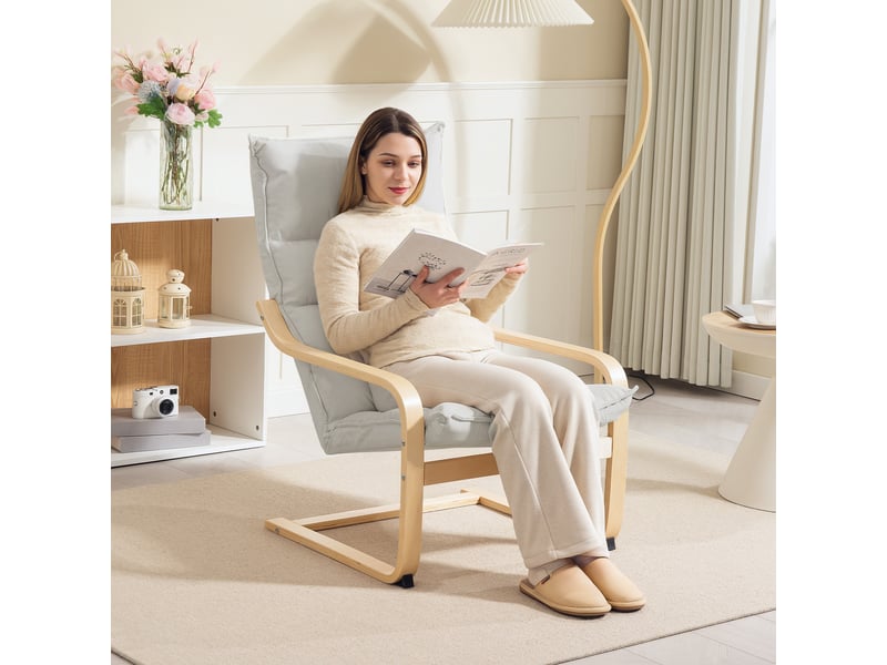  Fauteuil de salon avec accoudoirs en tissu effet velours crème 67x83x105 cm  - Conforama B