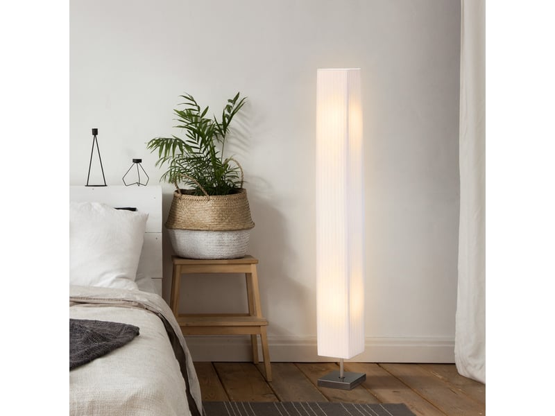  Lampadaire moderne, lampadaire de salon, tissu, 14 × 14 × 120 cm, blanc  - Conforama D