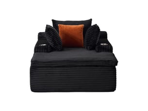 Fauteuil convertible  <strong></strong> Velours côtelé noir