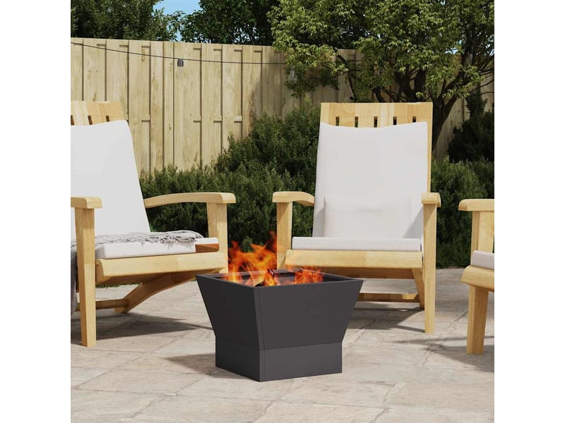 Brasero exterieur, foyer camping noir 40x40x35 cm acier patiné - Conforama B
