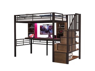 Lit mezzanine 90x200 cm OKMYHOME coloris noir