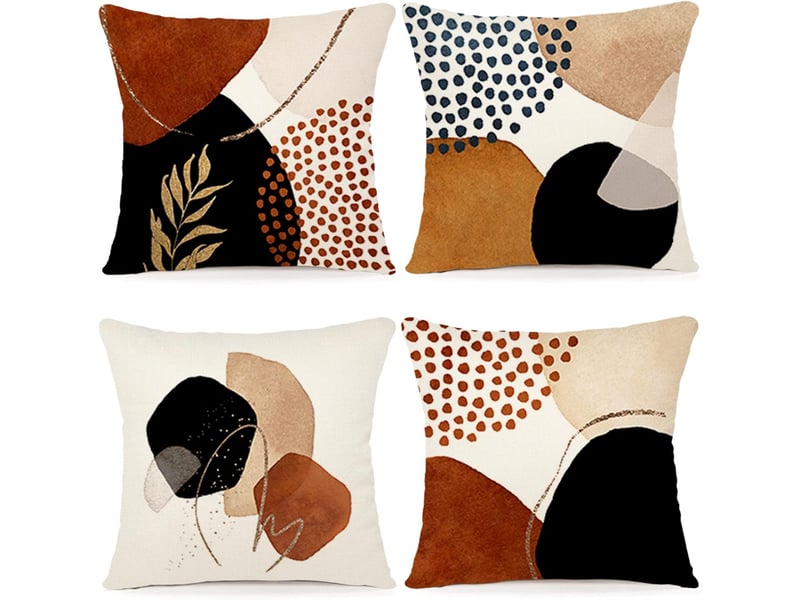  Lot de 4 housse de coussin - lot de 4 40 x 40 cm housse de coussin, housse coussin en lin coussin de canapé moderne boho motif abstrait pour chambre extérieur housse oreiller, blanc GSO-000086 - Conforama A