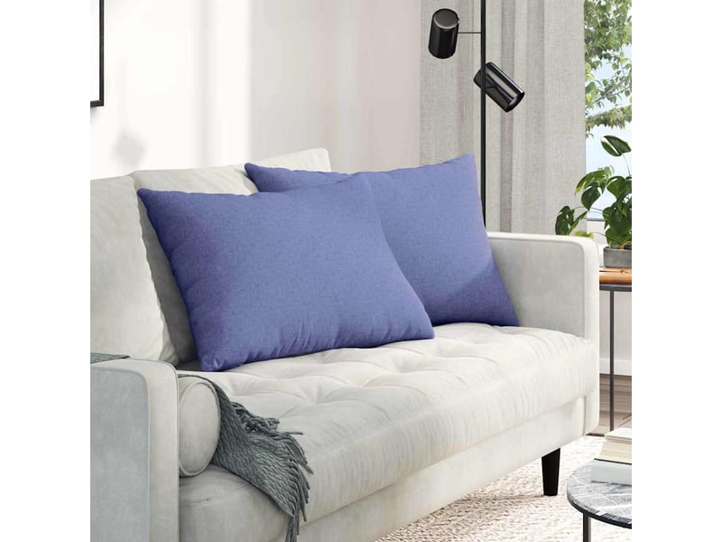  Lot de 2 coussins de canapé, coussins décoratifs tissu bleu denim 70 x 50 cm cf58791  - Conforama B