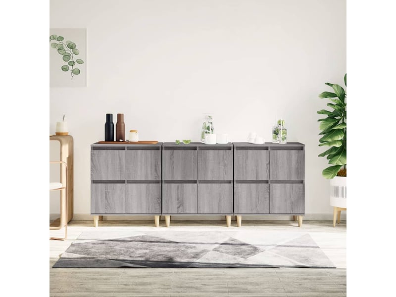  Buffets 3 pcs - bahut - meuble de rangement sonoma gris 60x35x70 cm bois d'ingénierie  - Conforama B