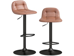 Lot de 2 tabourets de bar en cuir pu, rétro-industriel, hauteur réglable, pivotant 360°, 40x41,5x76-98cm, marron foncé