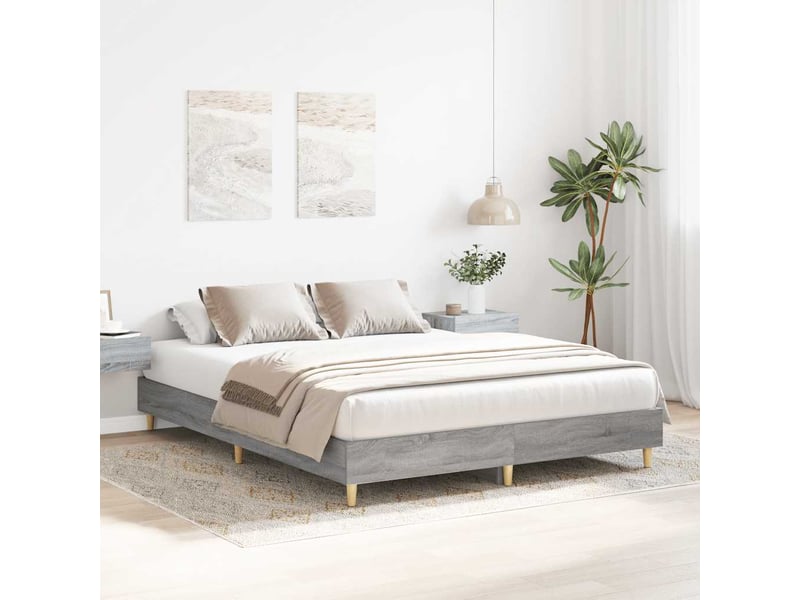  Lit double- lit adulte -  cadre de lit sans matelas sonoma gris 150x200 cm  - Conforama B