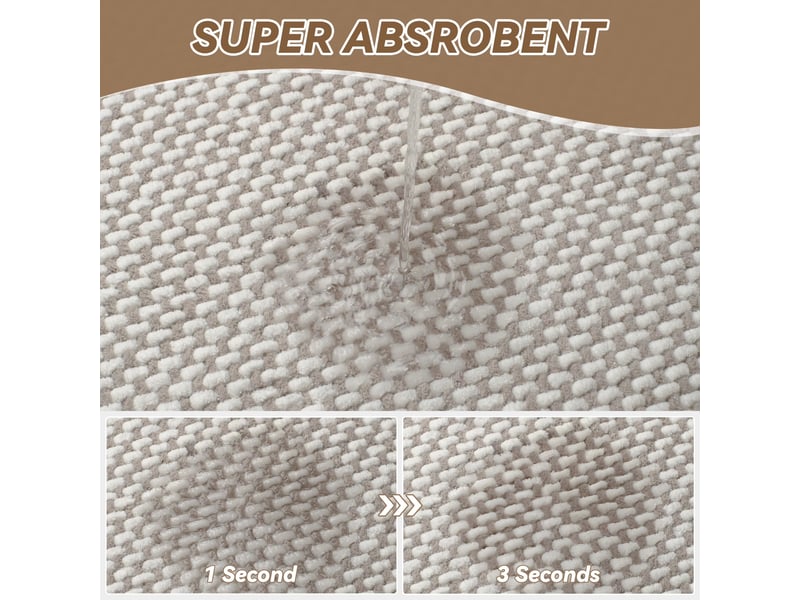  Tapis de bain en chenille antidérapant - 20 x 32 - beige  - Conforama C