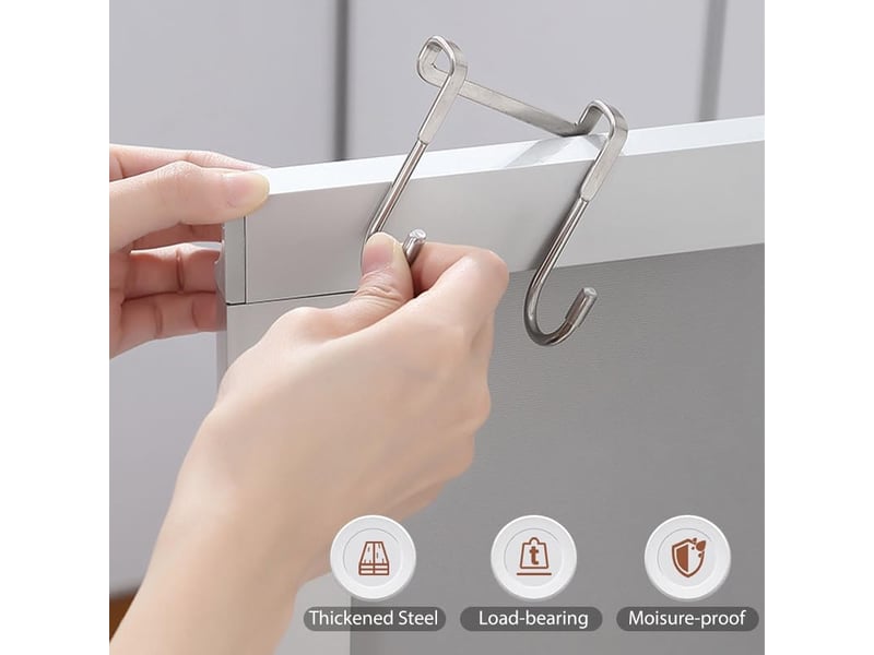  Lot de 2 cintres de porte avec crochets doubles en acier inoxydable 304 en forme, de robustes, adaptés pour accrocher vêtements, gris  - Conforama E