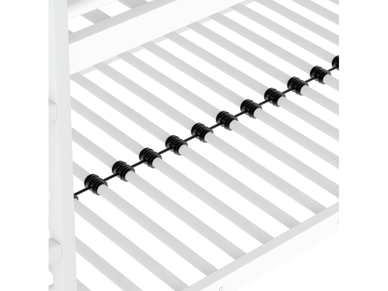  Lit superposé triple 90x200 cm gain d'espace, structure en métal robuste, barrières et échelle, blanc, sans matelas  - Conforama E