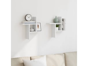 Lot de 2 étagères murales, étagères suspendues blanc 38x12x38 cm bois d'ingénierie cf43091