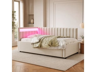Lit adulte fixe 90x200 cm <strong>FLORAGRACE</strong> <strong></strong> 12 latte(s)