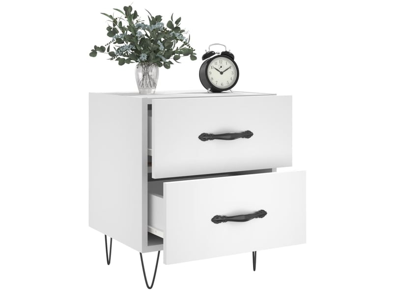  Lot de 2 tables de chevet - cabinet de chevet - table de nuit blanc 40x35x47,5 cm bois d’ingénierie  - Conforama B