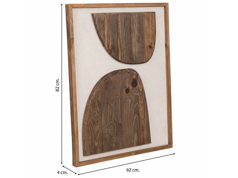 Tableau artisanal en bois recyclé relief marron et blanc 62x4x82 cm h - Conforama C