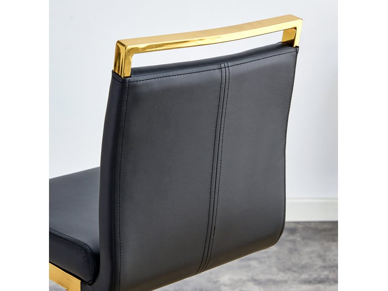  Tabouret de bar 2 pièces avec repose-pieds en cuir pu et métal noir et doré  - Conforama E