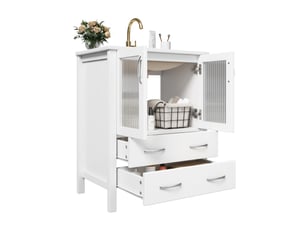 Meuble sous lavabo 61x47x86 cm blanc brillant avec vasque en céramique